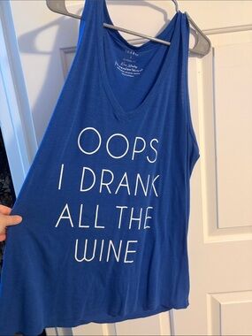 torrid Royal Blue Graphic V‑Neck Tank with White Slogan